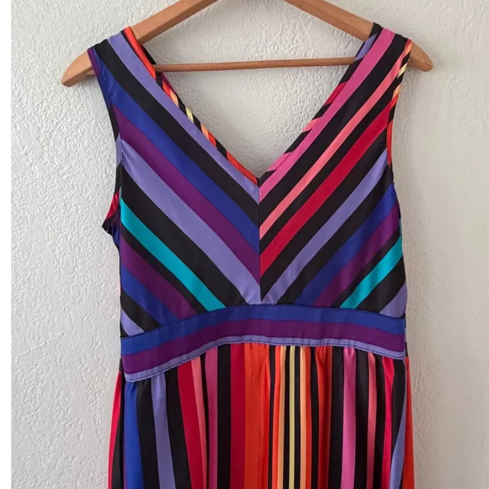 Women's Worthington Striped Summer Flowy Maxi Dress Size 10 - Picture 2 of 10